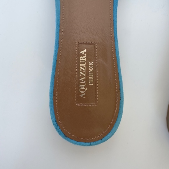 Aquazzura Blue Suede “Wild Thing” Flat Sandals, IT 40.5, Excellent Condition. - Picture 6 of 14